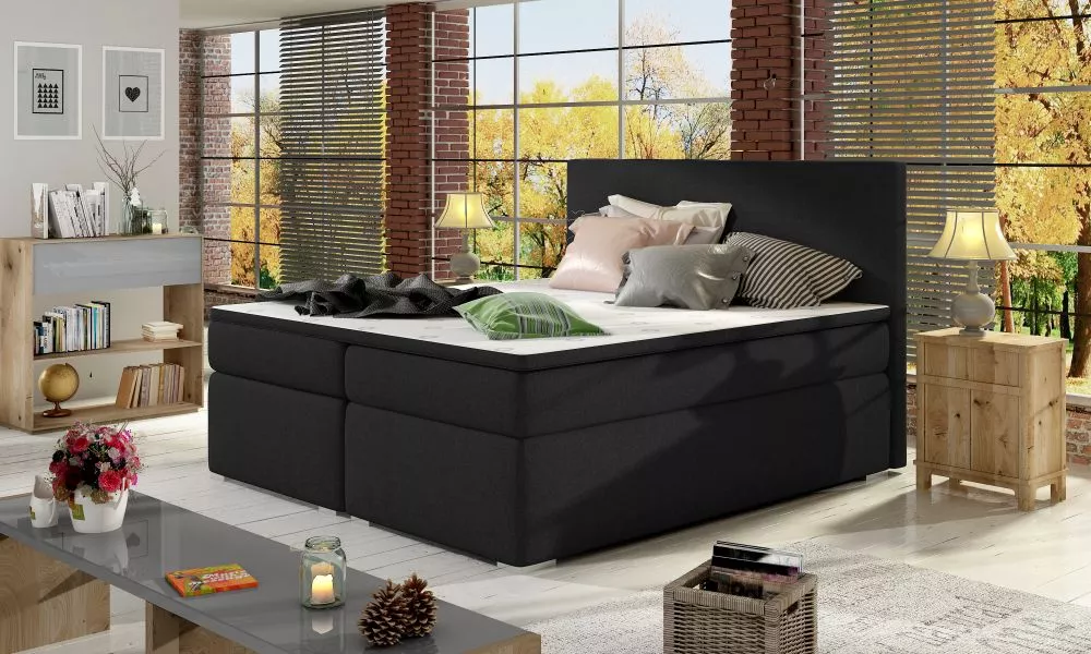 Gulta Divalo Boxspring standard Guļamvietas platums: 180 cm, Guļamvietas garums: 200 cm, · Melns · 183 × 205 × 126 cm