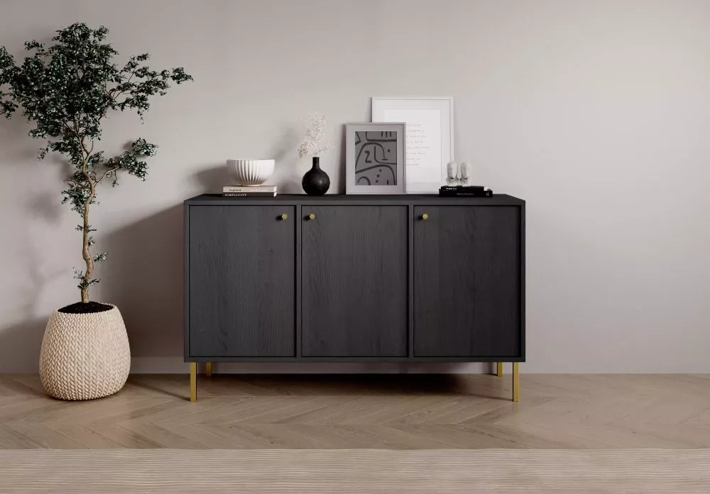 Kumode Tili K3D · Melns · 124.5 × 40.8 × 73.9 cm
