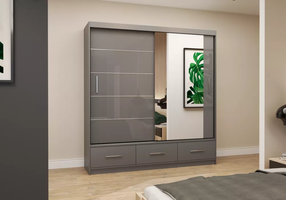 Skapis Florence Gloss · Pelēks · 204 × 61 × 218 cm