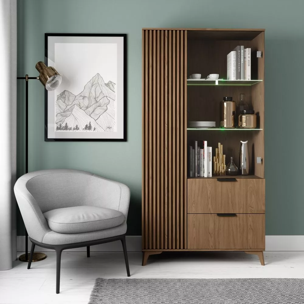 Sekcija Entsian WIT100 ar LED · Ozols artisan · 100 × 60 × 192 cm