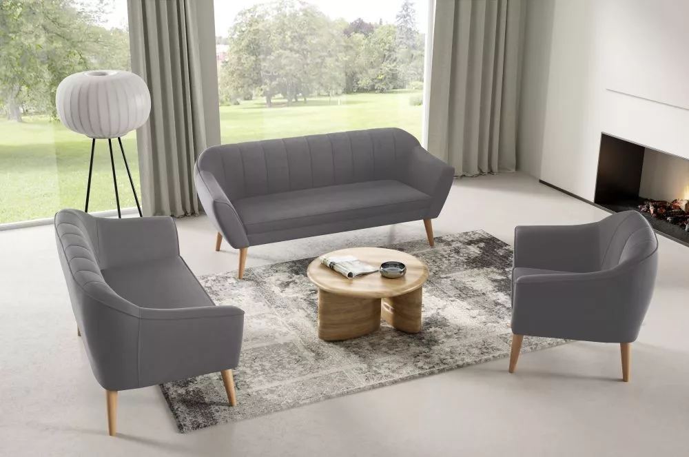 Komplekts Carlos 2S+2S+1S standard · Pelēks · 74 × 140 × 75 cm