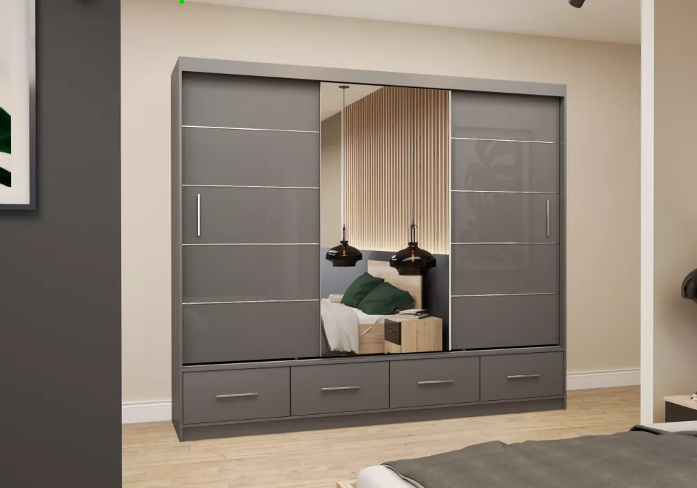 Skapis Florence Gloss · Pelēks · 250 × 61 × 218 cm