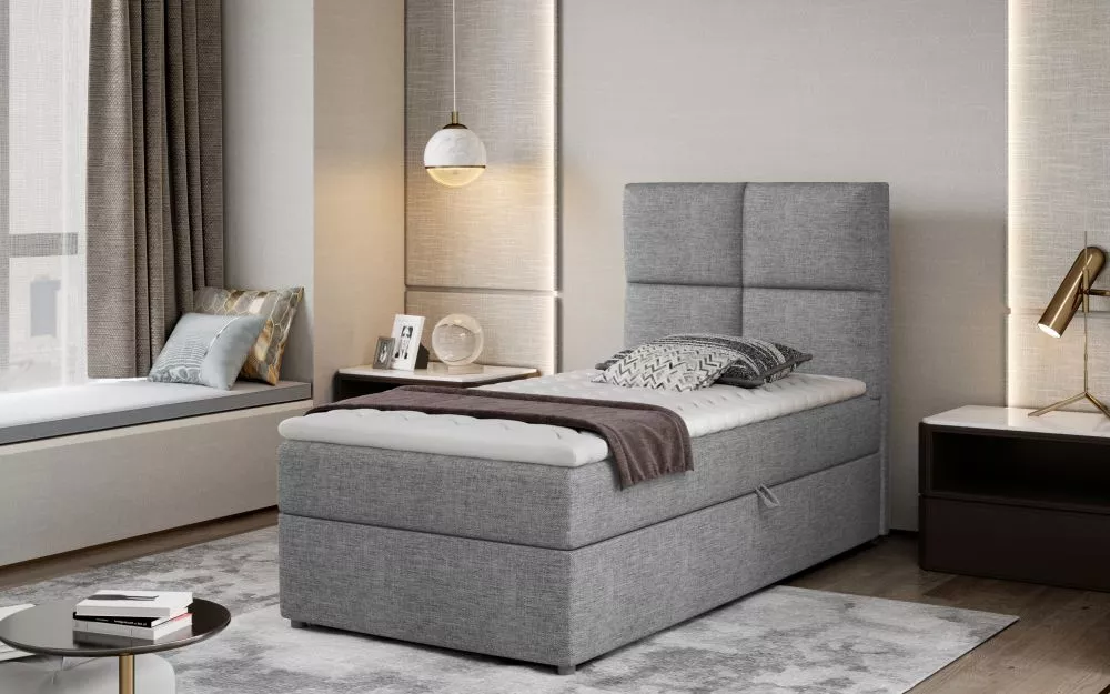 Gulta Rivia 90x200 Boxspring Standard Guļamvietas platums: 90 cm, Guļamvietas garums: 200 cm, · Pelēks · 90 × 210 × 108 