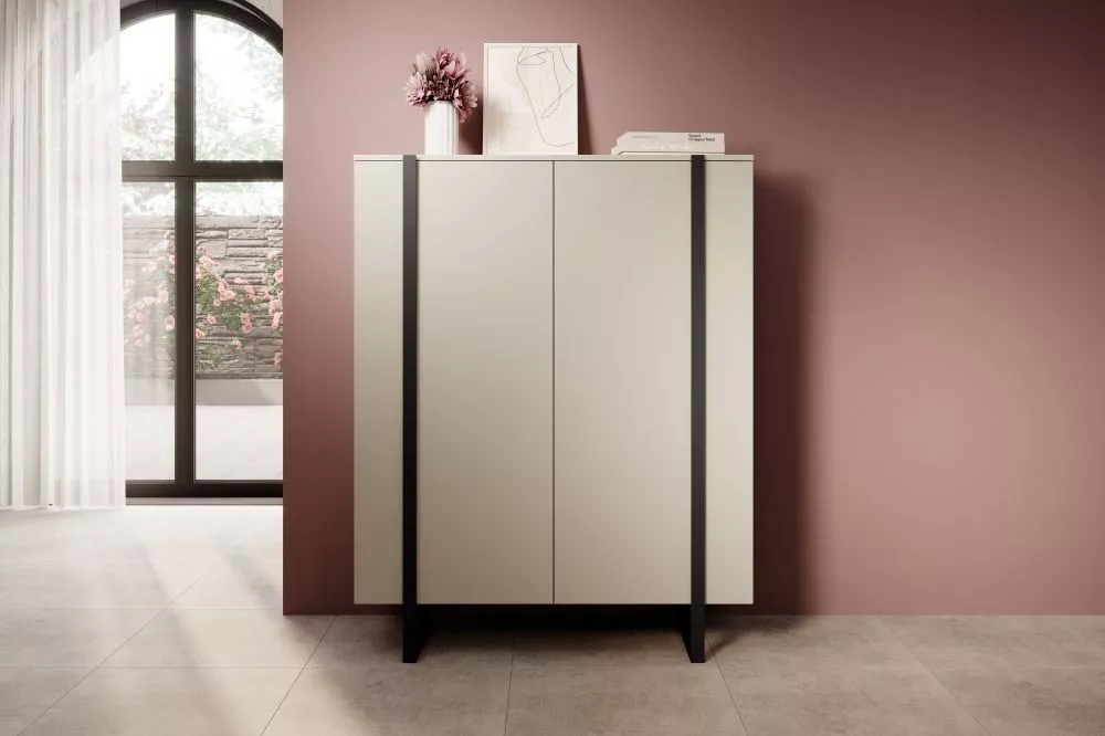 Kumode Verica K120 2D Black · Gaiši bēšs · 120 × 45 × 152 cm