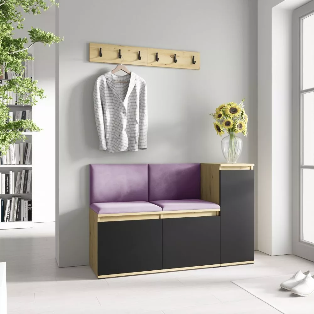 Apavu plaukts Emi 25 Trinity Korpusa krāsa: ozols artisan + melns, · 130 × 40 cm