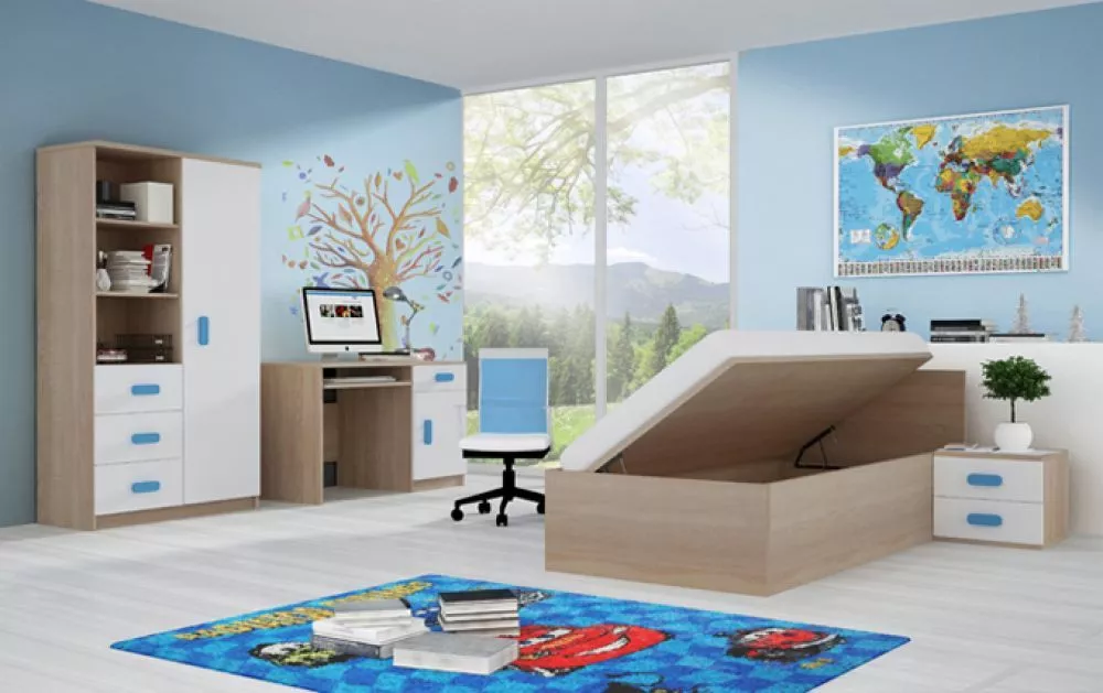 Bērnu gulta Smyk Sonoma 46 Guļamvietas platums: 90 cm, Guļamvietas garums: 200 cm, · Sonoma · 93.5 × 206 × 70 cm
