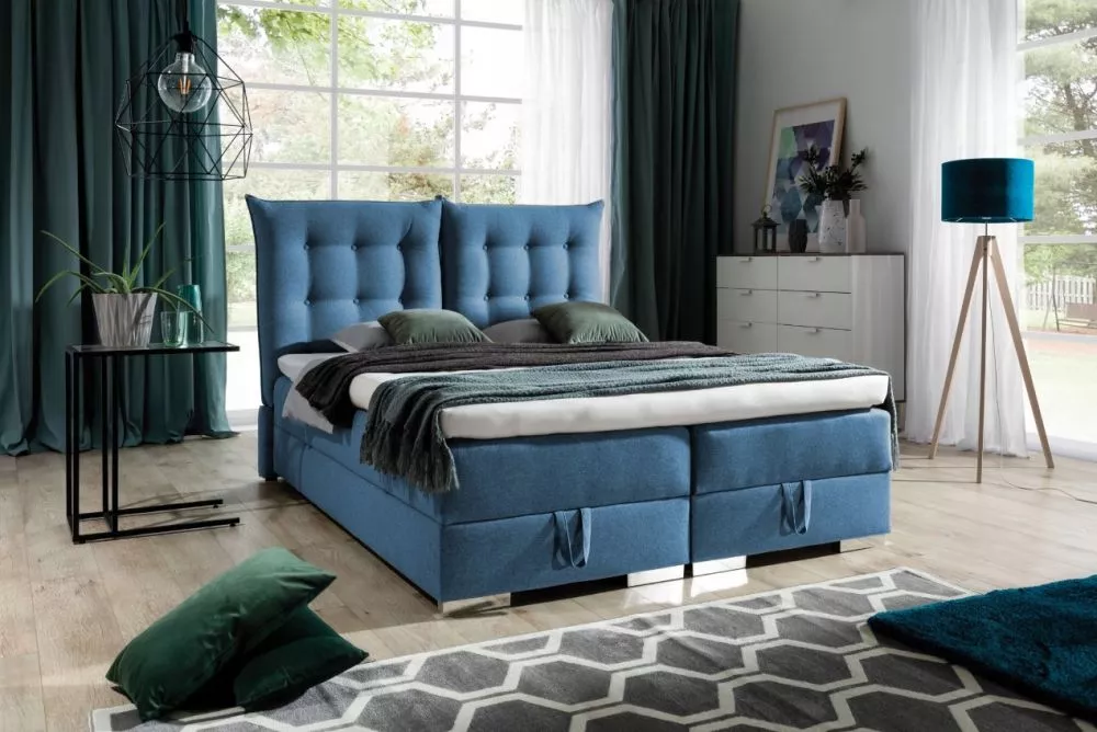 Gulta Kacper 6 Boxspring Standard Guļamvietas platums: 180 cm, Guļamvietas garums: 200 cm, · Gaiši zils · 200 × 216 × 12