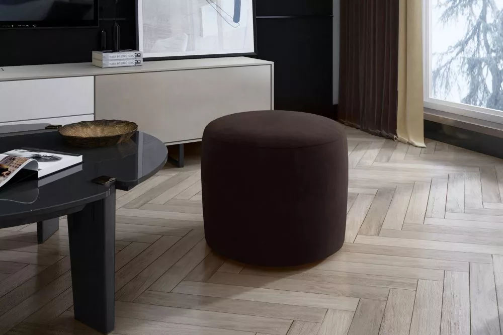 Pufs Linsy Standard Auduma numurs: Monolith 29, · Tumši brūns · 40 × 43 × 40 cm