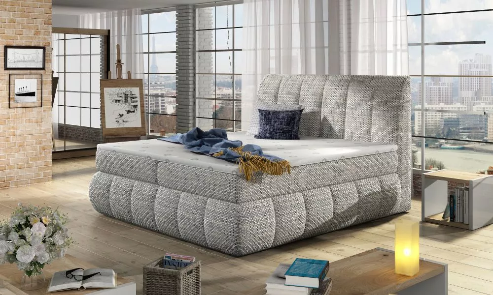 Gulta Vincenzo Boxspring standard Guļamvietas platums: 140 cm, Guļamvietas garums: 200 cm, · Pelēka platīna · 160 × 224 