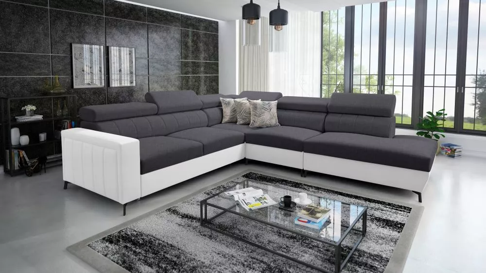 Dīvāns Baltico 8 Standard · Grafīts + balts · 275 × 302 × 83 cm