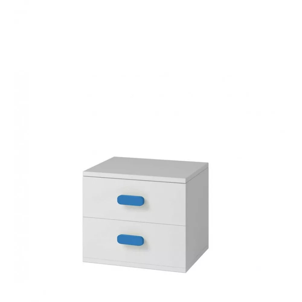 Naktsgaldiņš Smyk White 22 Korpusa krāsa: balts, Elementu krāsa: zils, · 55 × 44 × 51 cm