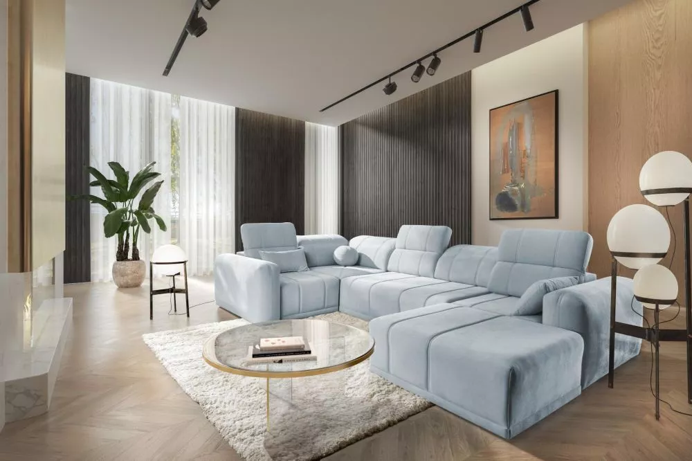 Dīvāns Ravello 4 Standard · Gaiši zils · 220 × 360 × 82 cm