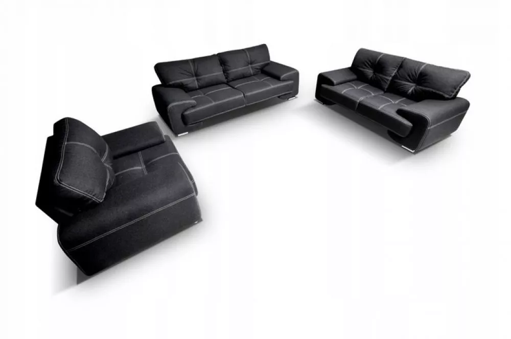 Komplekts Megan 3S+2S+1S Standard · Melns · 100 × 230 × 90 cm
