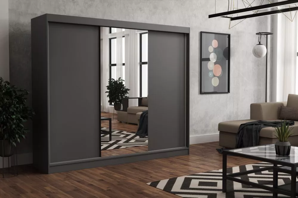 Skapis John Mirror · Antracīts · 250 × 60 × 215 cm