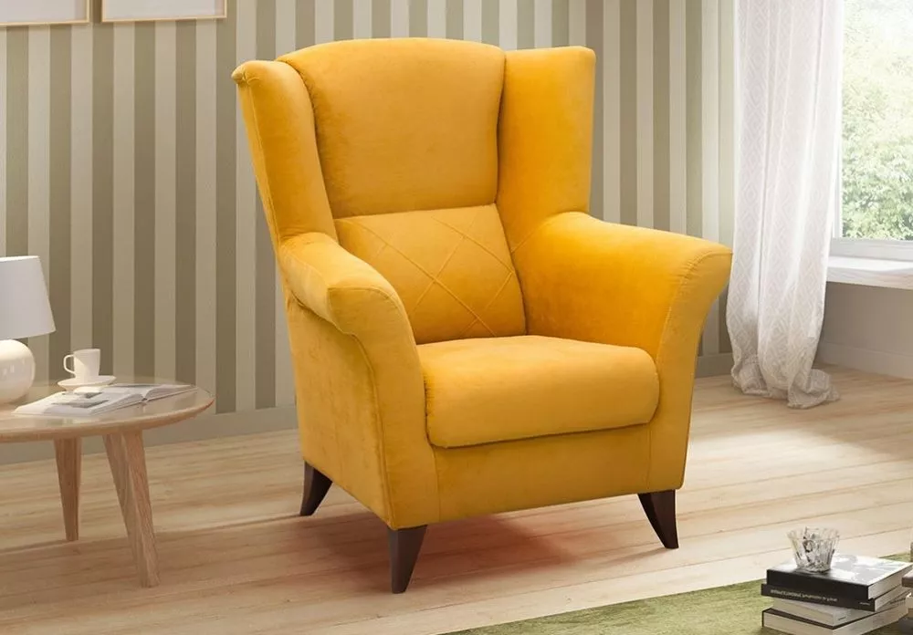 Mīksts krēsls Kent Comfort Standard Sēdvietas dziļums: 50 cm, · Dzeltens · 94 × 75 × 105 cm
