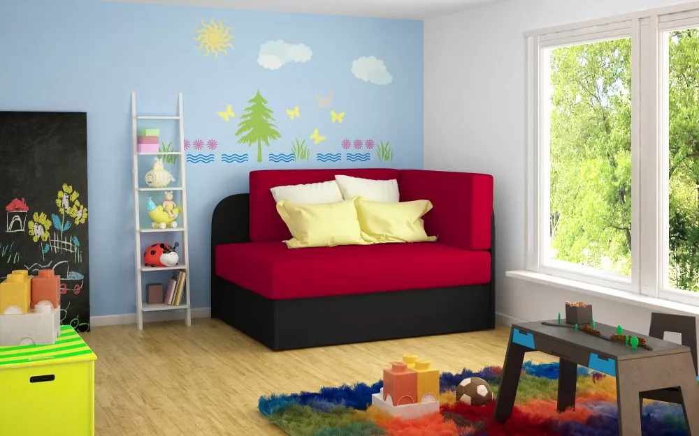 Dīvāns Rosa standard · Sarkans + melns · 75 × 104 × 60 cm