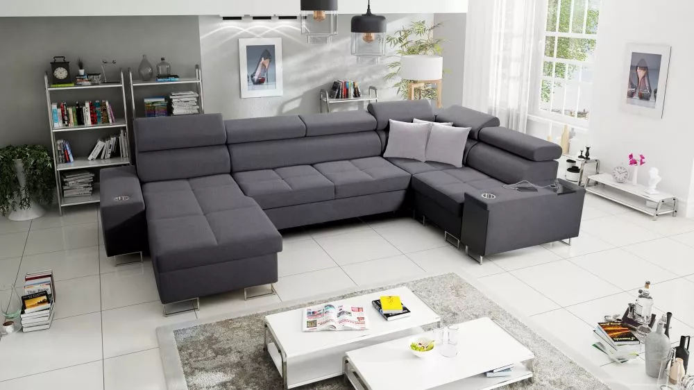 Dīvāns Morena 4 Maxi Standard · Tumši pelēks · 207 × 360 × 84 cm