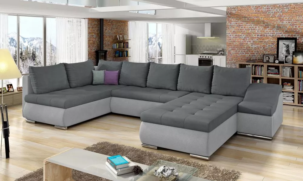 Dīvāns Giovanni Lux standard · Tumši pelēks + gaiši pelēks · 200 × 340 × 88 cm