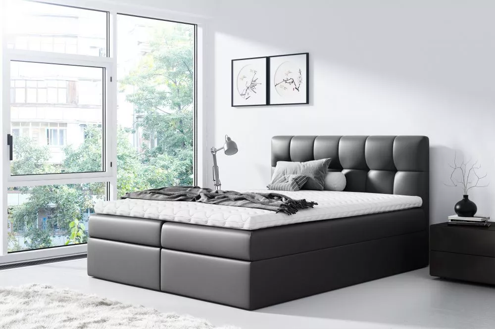 Gulta Rico 1 Boxspring Standard Guļamvietas platums: 120 cm, Guļamvietas garums: 200 cm, · Melns · 124 × 208 × 103 cm