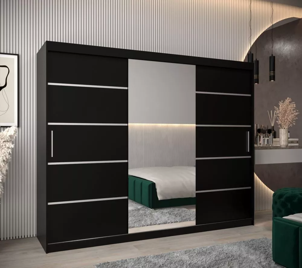 Skapis Verona 2 · Melns · 250 × 62 × 200 cm
