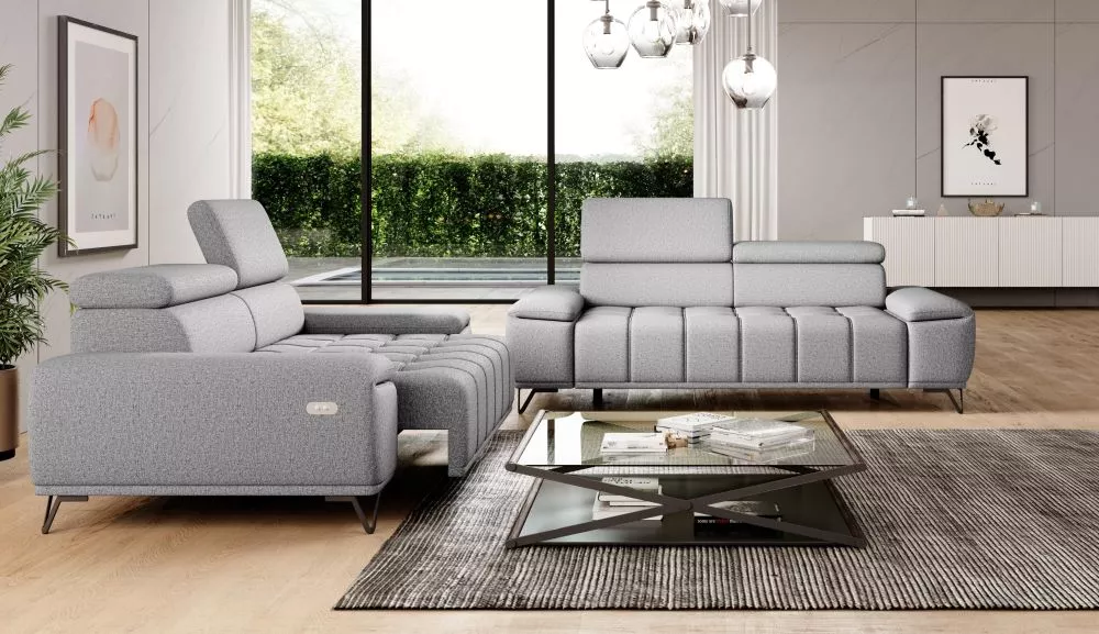 Komplekts Palladio 3S+2S Electric Standard · Gaiši pelēks · 110 × 212 × 77 cm