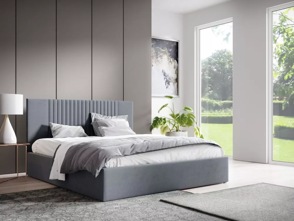 Gulta Lucy 7 ar stelāžu Guļamvietas platums: 140 cm, Guļamvietas garums: 200 cm, · Pelēks · 148 × 210 × 92 cm