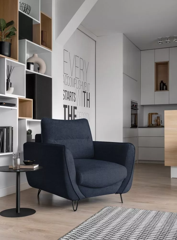 Mīksts krēsls Silva 1S standard Sēdvietas dziļums: 60 cm, · Zils · 93 × 95 × 82 cm