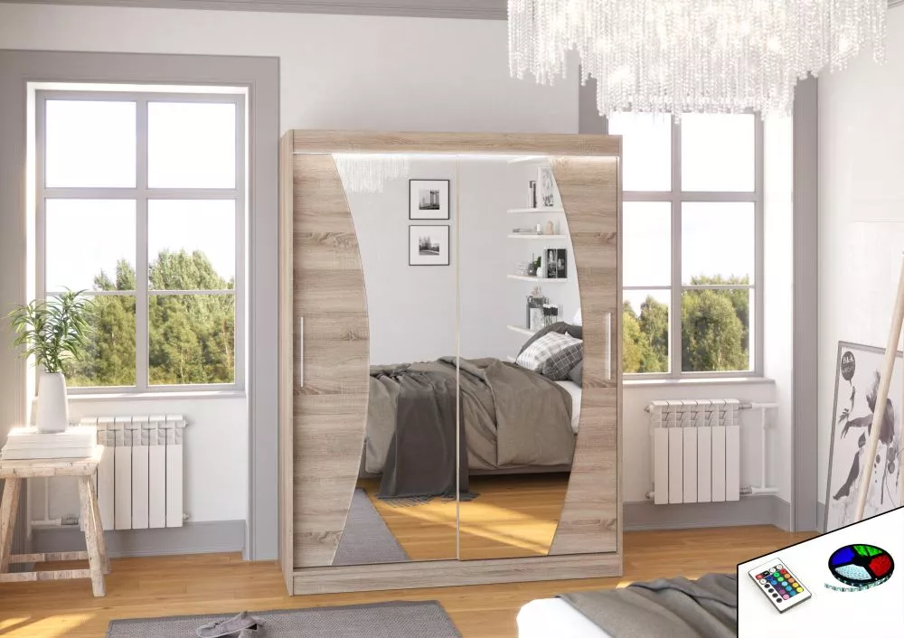 Skapis Modesto ar LED · Trifele · 150 × 58 × 200 cm