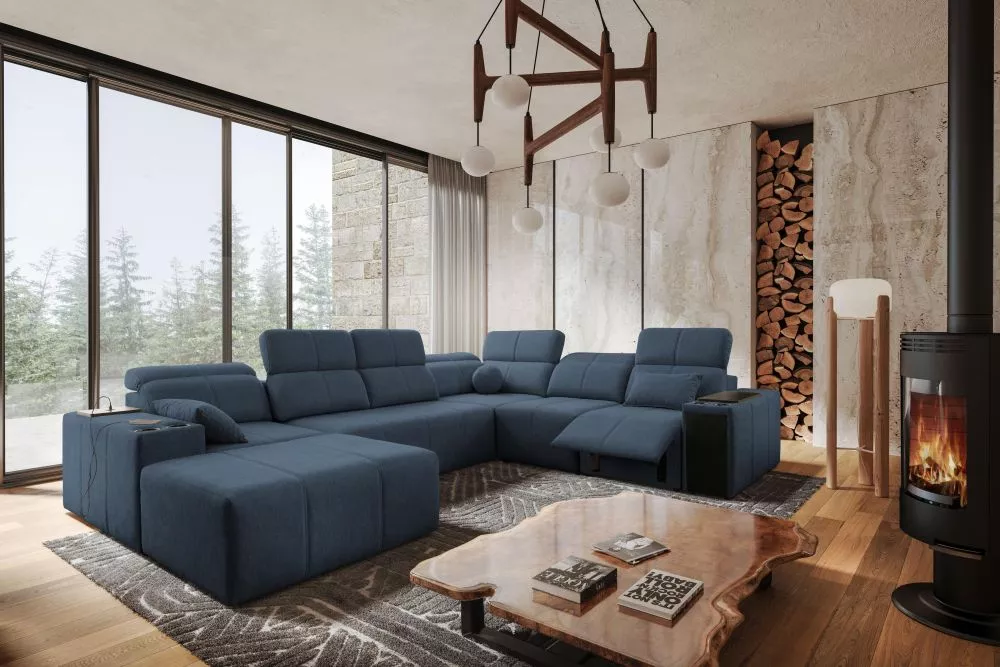 Dīvāns Mindy 8 MIX Standard · Zila · 291 × 359 × 77 cm
