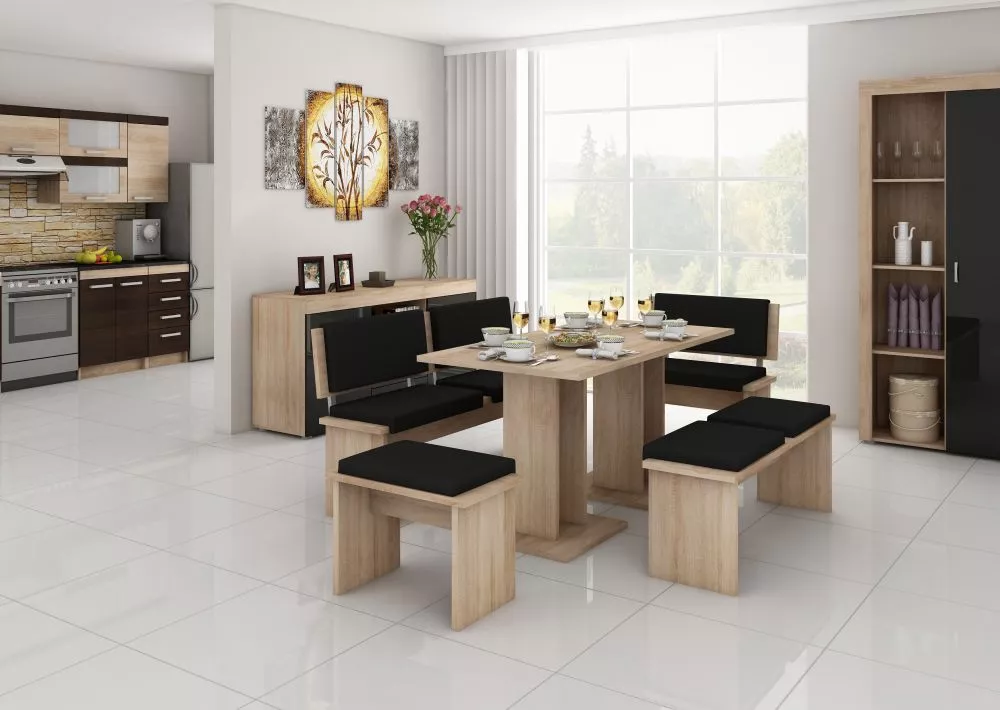 Komplekts Bond Zestaw Duzy sonoma Materiāls: laminēta KSP, Audums: eko āda, · Melns