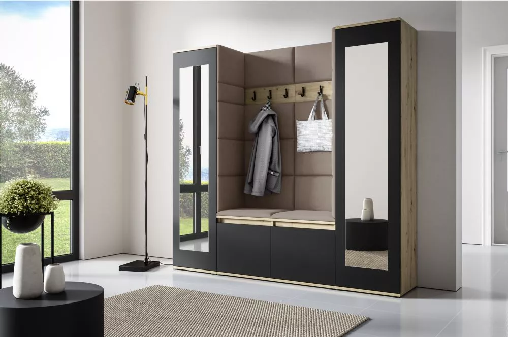 Apavu plaukts Emi 31 Trinity Korpusa krāsa: ozols artisan + melns, · 190 × 185 × 40 cm