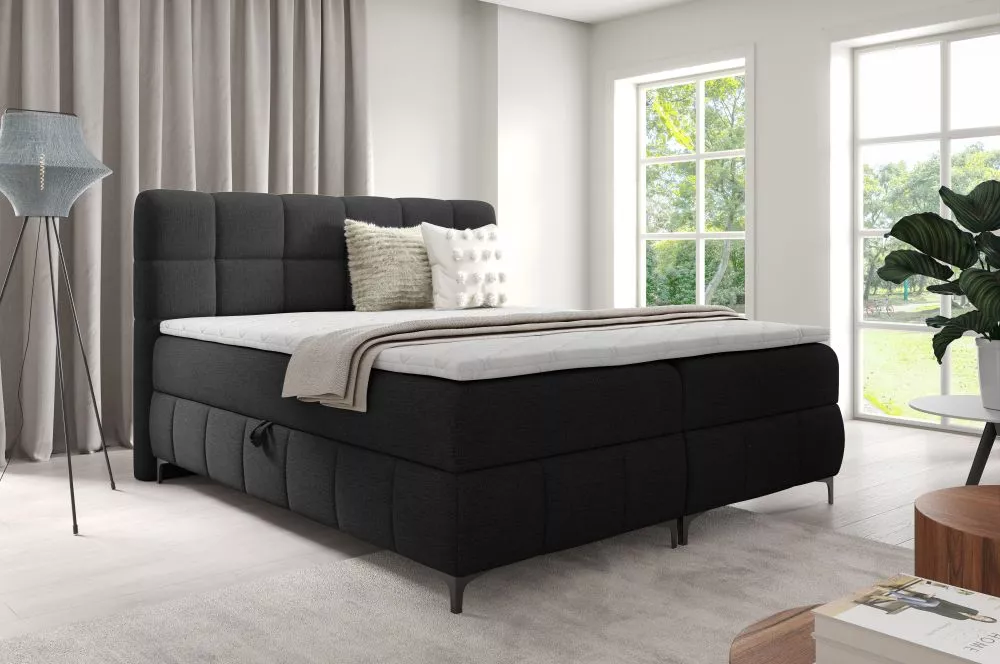 Gulta Sophie Boxspring Standard Guļamvietas platums: 160 cm, Guļamvietas garums: 200 cm, · Melns · 164 × 210 × 113 cm