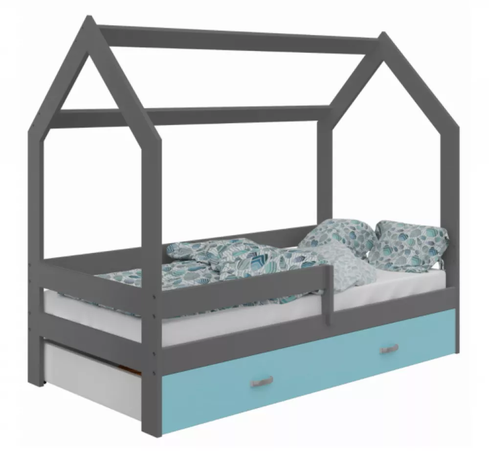 Bērnu gulta Domek D3 ar stelāžu Guļamvietas platums: 80 cm, Guļamvietas garums: 160 cm, · 87 × 164 × 144 cm