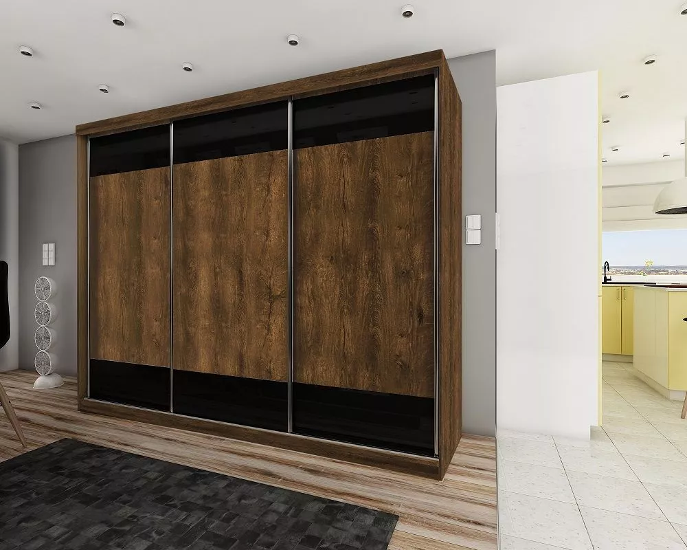 Skapis Top 15 ar LED · Tumšais osis · 250 × 62 × 200 cm