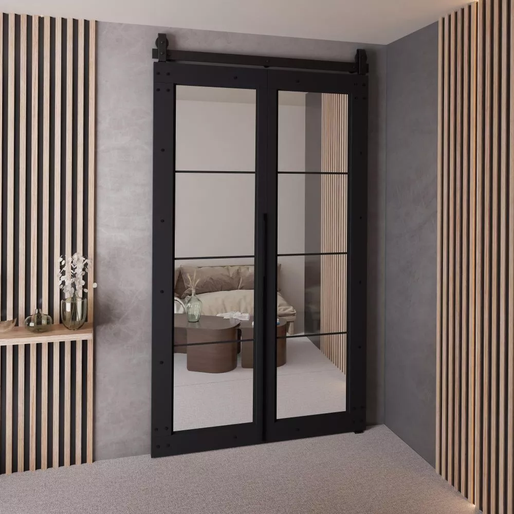 Bīdāmās durvis Qudio Loft-6 · Melna · 106 × 205 cm