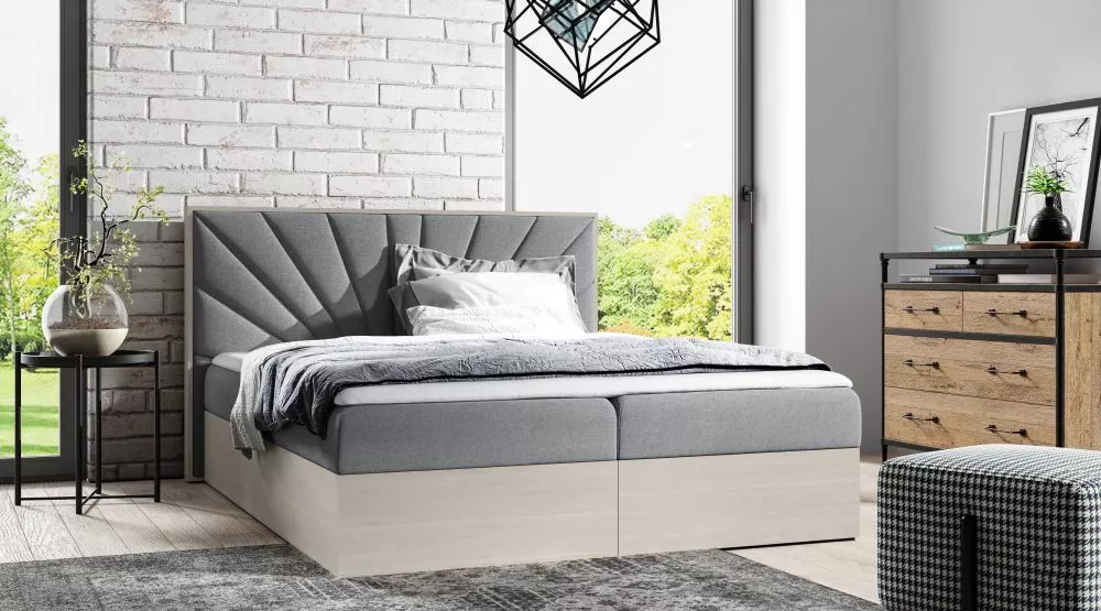 Gulta Wood-7 160x200 Boxspring Standard Guļamvietas platums: 160 cm, Korpusa krāsa: ziemeļu tīkkoks, Guļamvietas garums: