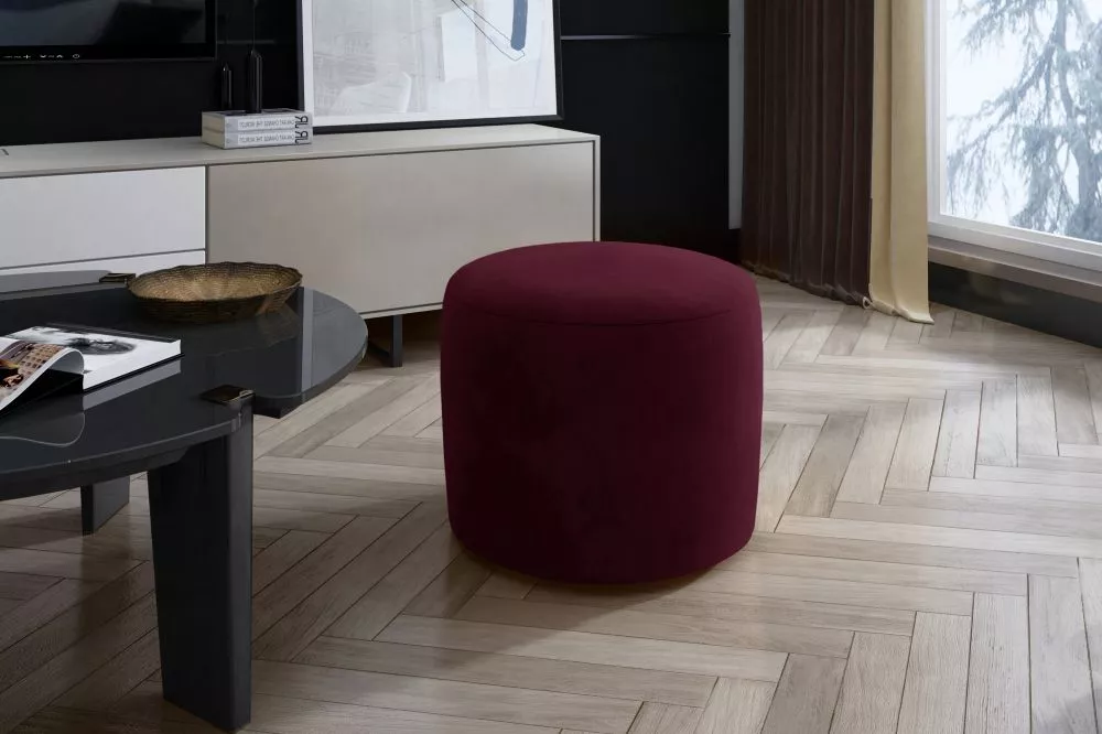 Pufs Linsy Standard Auduma numurs: Mat Velvet 68, · Tumši rozā · 40 × 43 × 40 cm