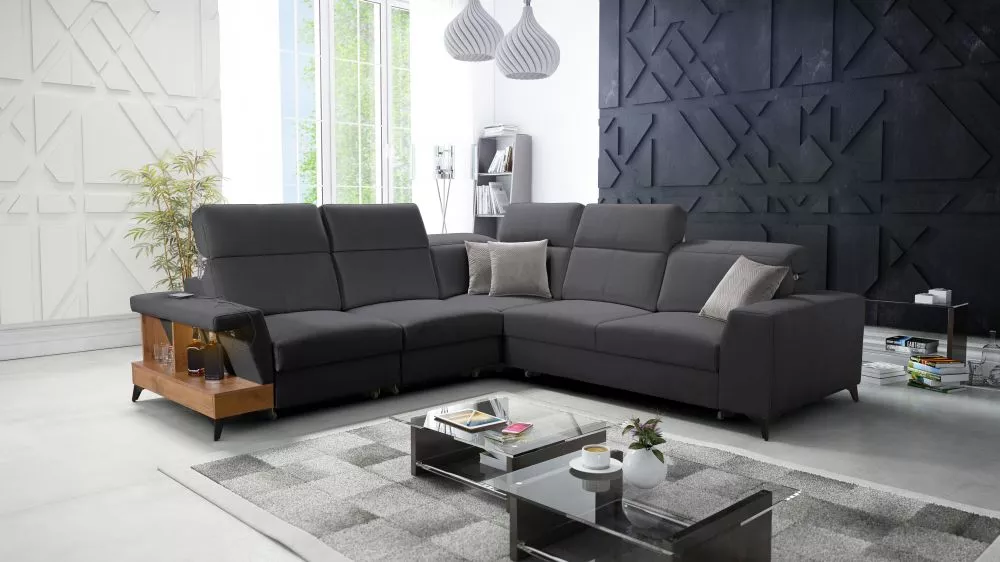 Dīvāns Belutti 3 Lancelot Standard ar LED · Grafīts · 288 × 288 × 84 cm