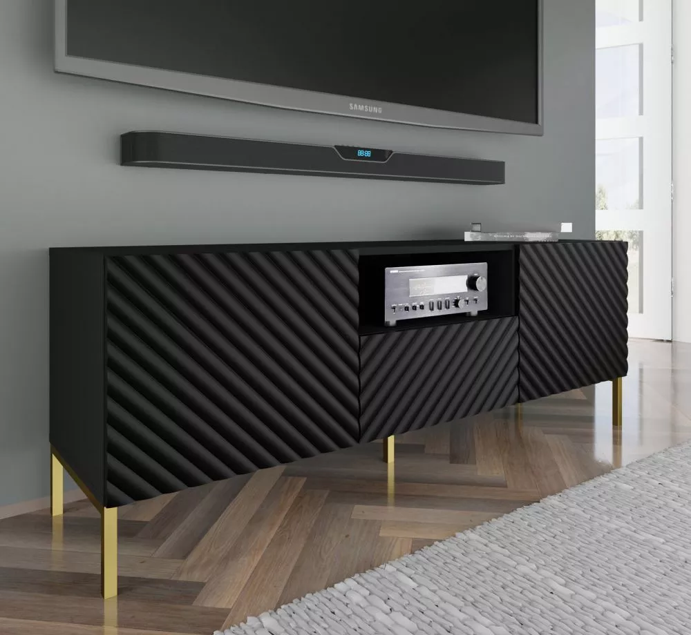 TV tumba Surf 02 · Melns · 150 × 42 × 56 cm