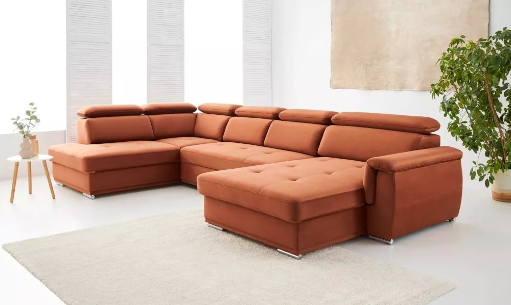 Dīvāns Umbria 5 Standard · Oranžs · 207 × 382 × 103 cm