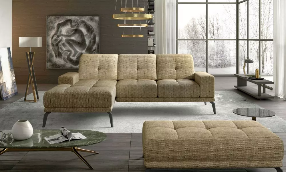 Dīvāns Torrense Standard ar pufu · Zelts · 175 × 265 × 77 cm