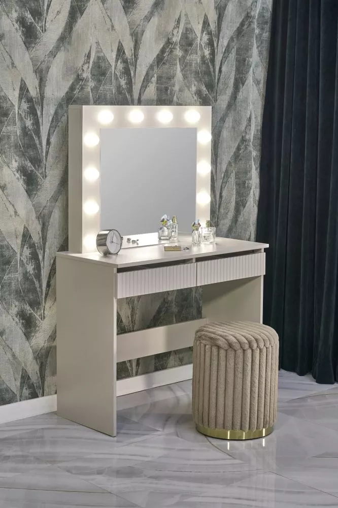 Kosmētikas galds Typical Hollywood ar LED · Kašmira · 94 × 140 × 43 cm