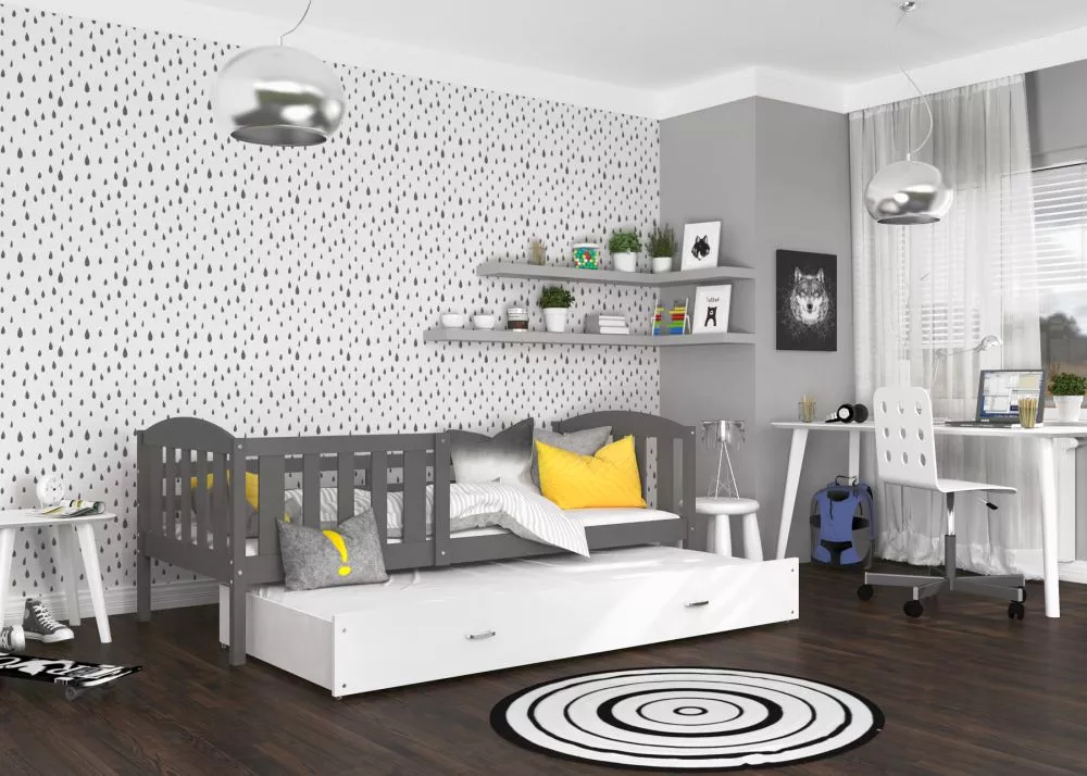 Bērnu gulta Kubus P2 MDF 80x190 ar stelāžām Guļamvietas platums: 80 cm, Guļamvietas garums: 190 cm, · 86 × 198 × 74 cm