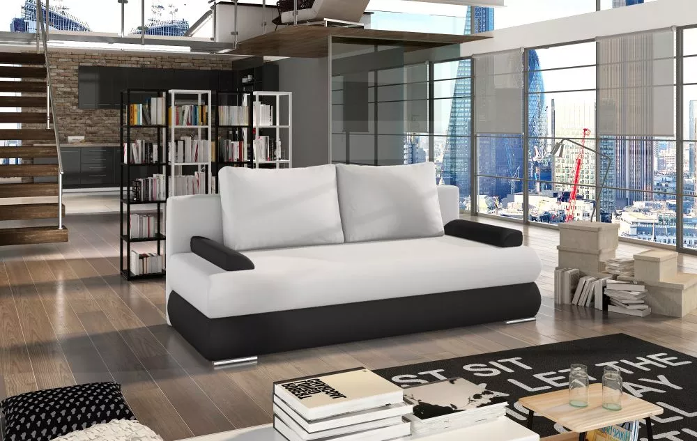 Dīvāns Milo Lux standard · Balts + melns · 95 × 213 × 90 cm