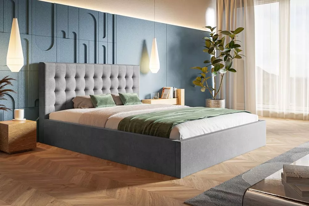Gulta Slim 2 standard ar stelāžu Guļamvietas platums: 160 cm, Guļamvietas garums: 200 cm, stelāžas tips: koka, · Pelēks 