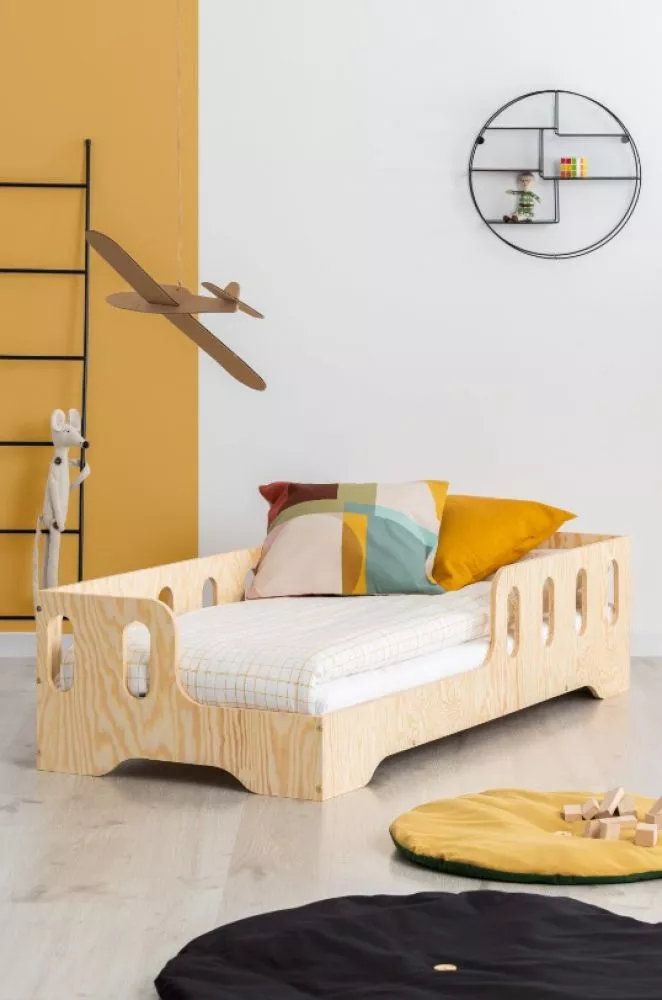 Bērnu gulta Kiki 1-L ar stelāžu Puse: kreisā, Guļamvietas platums: 70 cm, Guļamvietas garums: 140 cm, · Priede · 73 × 14