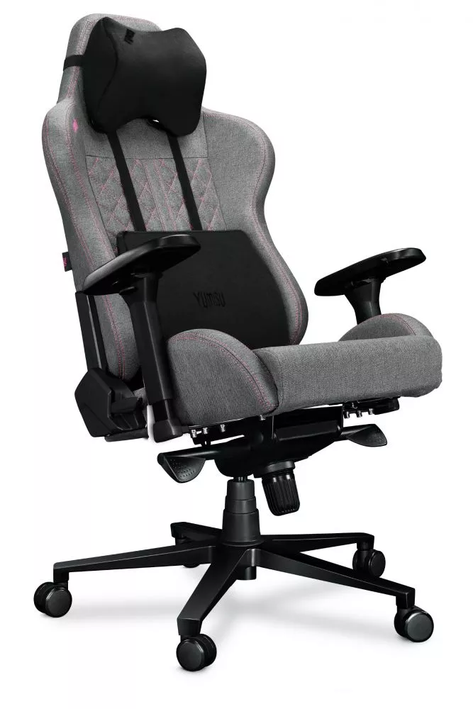 Datorkrēsls Yumisu 2050 Korpusa krāsa: gaiši pelēks, Elementu krāsa: rozā, Sēdvietas platums: 39 cm, · 70 × 70 × 133 cm