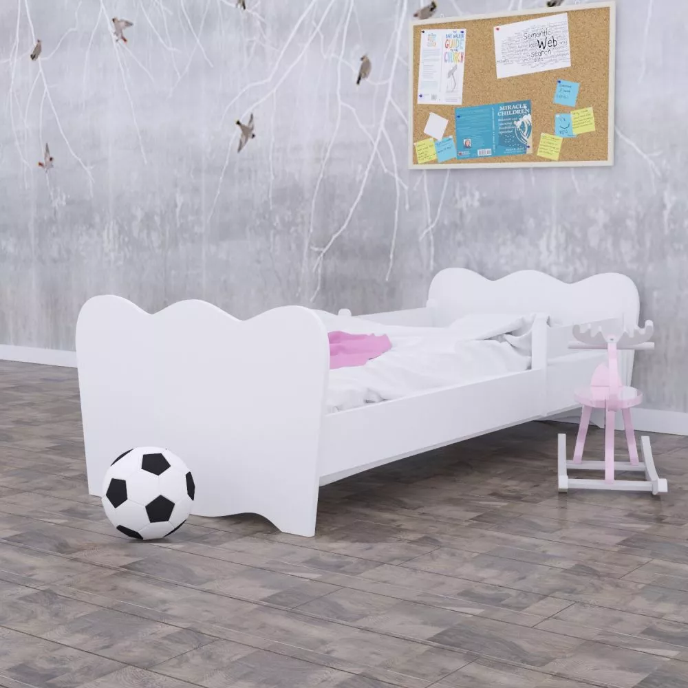 Bērnu gulta Classic L05 180x90 ar stelāžu Guļamvietas platums: 90 cm, Guļamvietas garums: 180 cm, · Balts · 102 × 184 × 