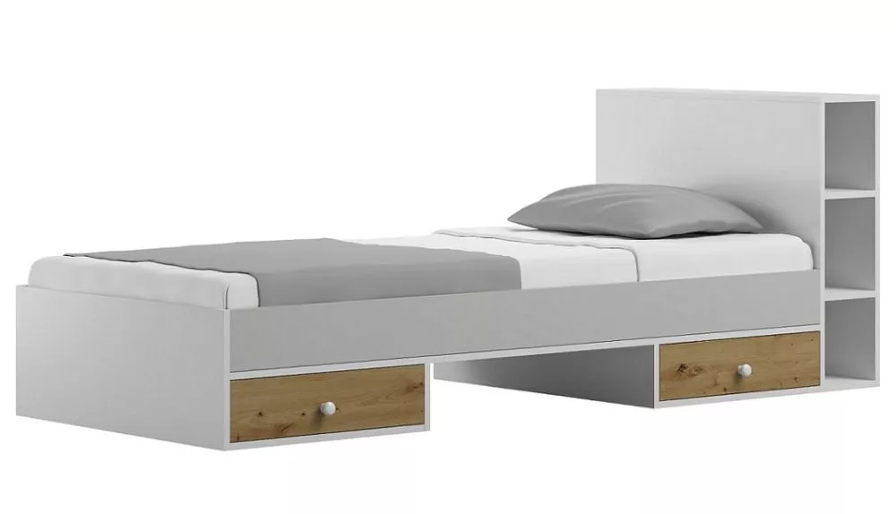 Bērnu gulta Artisan Y19 ar stelāžu Guļamvietas platums: 90 cm, Guļamvietas garums: 200 cm, · 94 × 226 × 78 cm