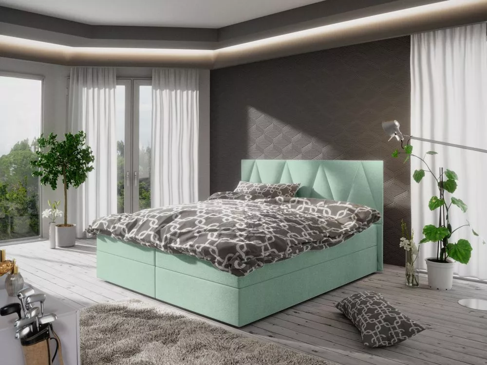 Gulta Fado 3 Boxspring Standard Guļamvietas platums: 160 cm, Guļamvietas garums: 200 cm, · Piparmētru · 165 × 208 × 106 